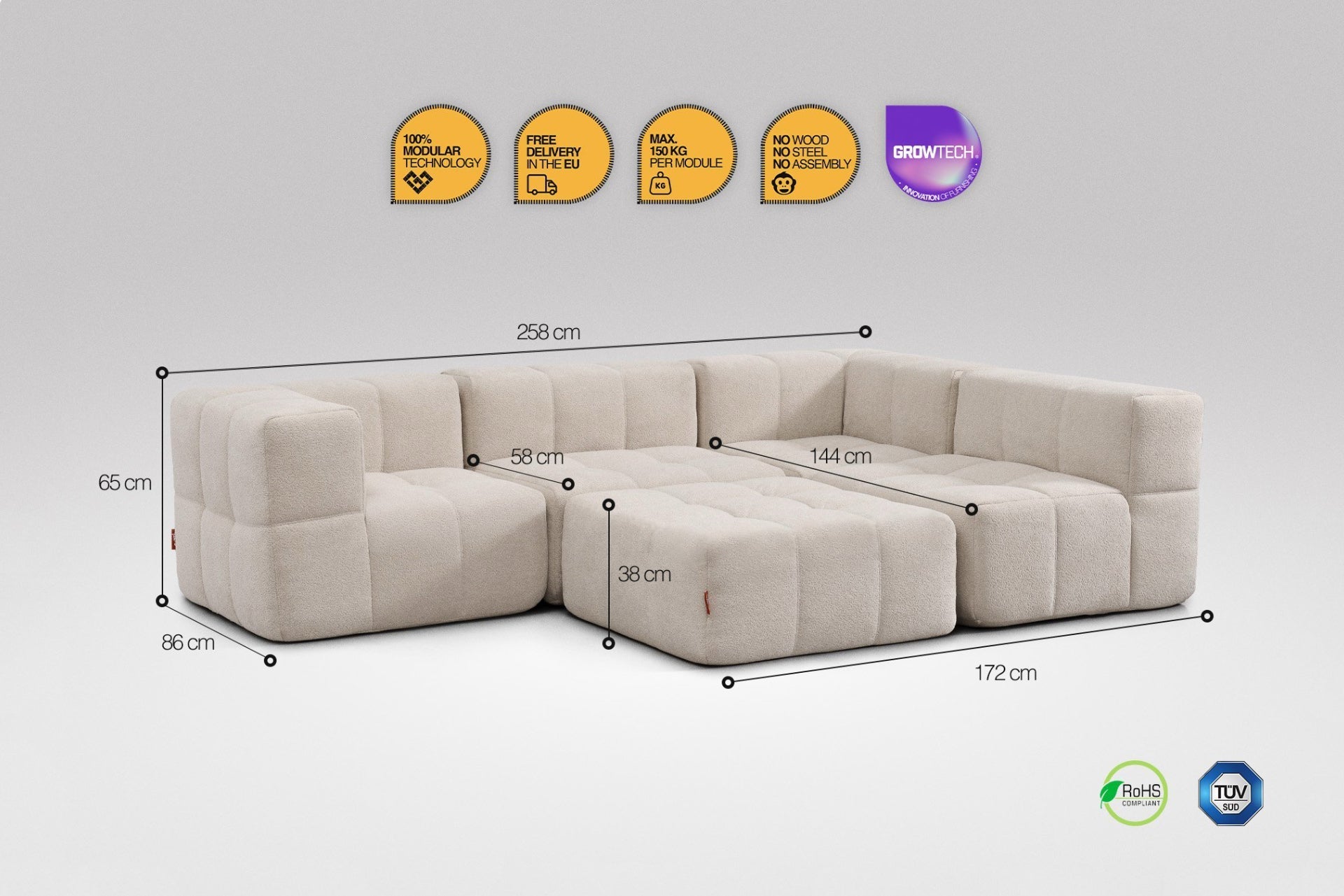 5 Teiliges Modulares Sofa – Beige