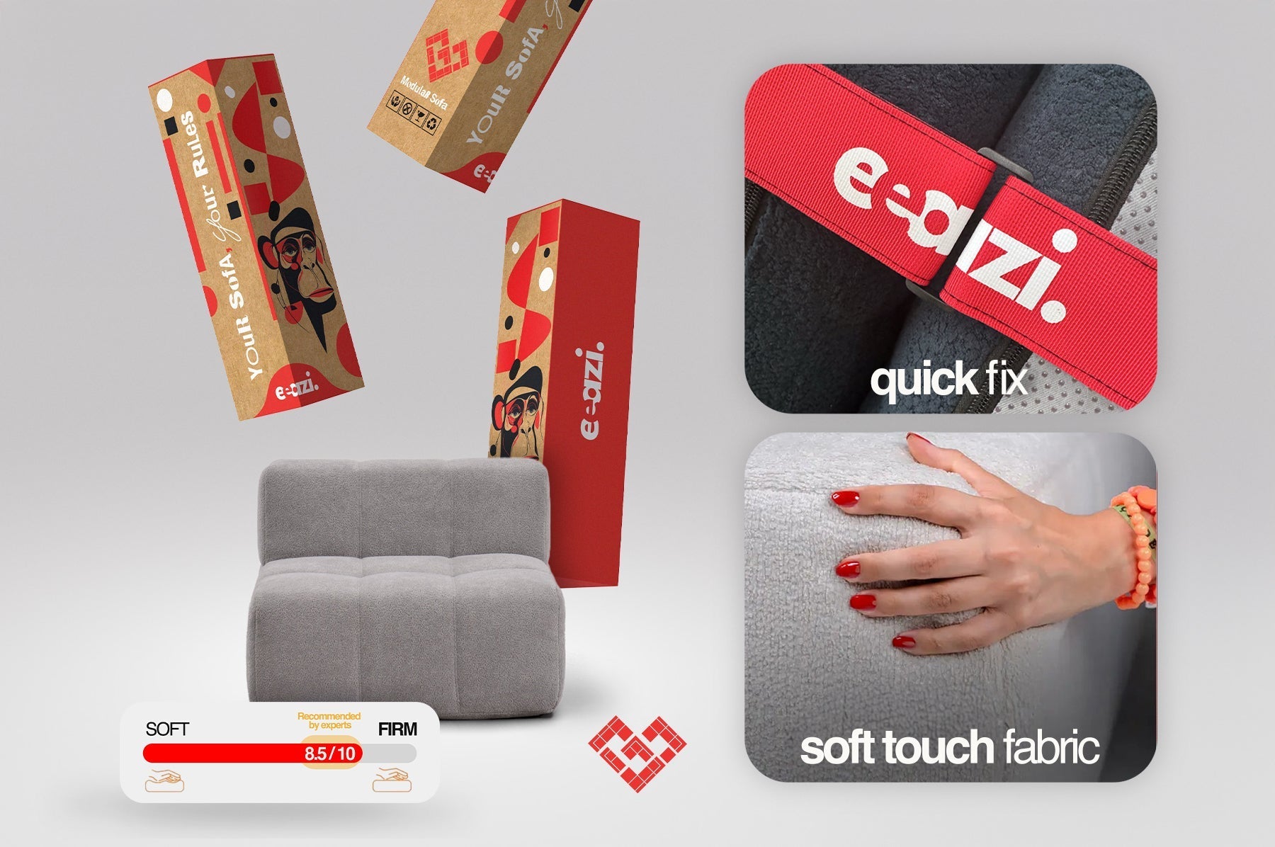 6 Teiliges Modulares Sofa – Beige
