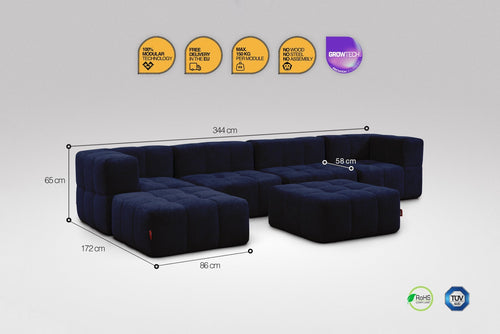 6 Piece Modular Sofa - Blue