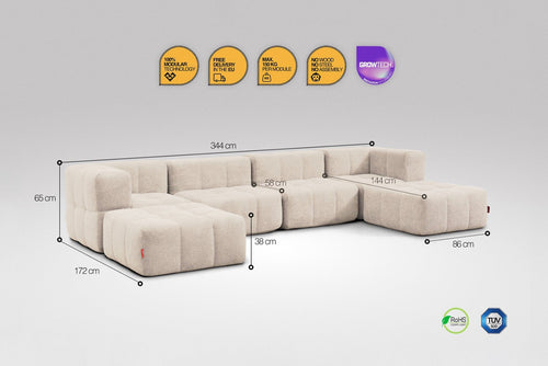 6 Piece Modular Sofa - Beige