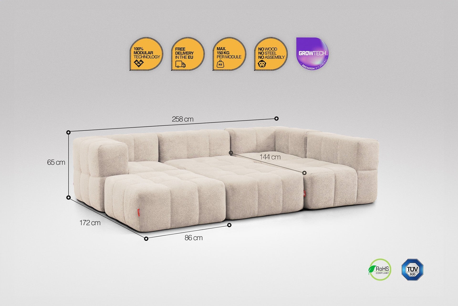 6 Teiliges Modulares Sofa – Beige