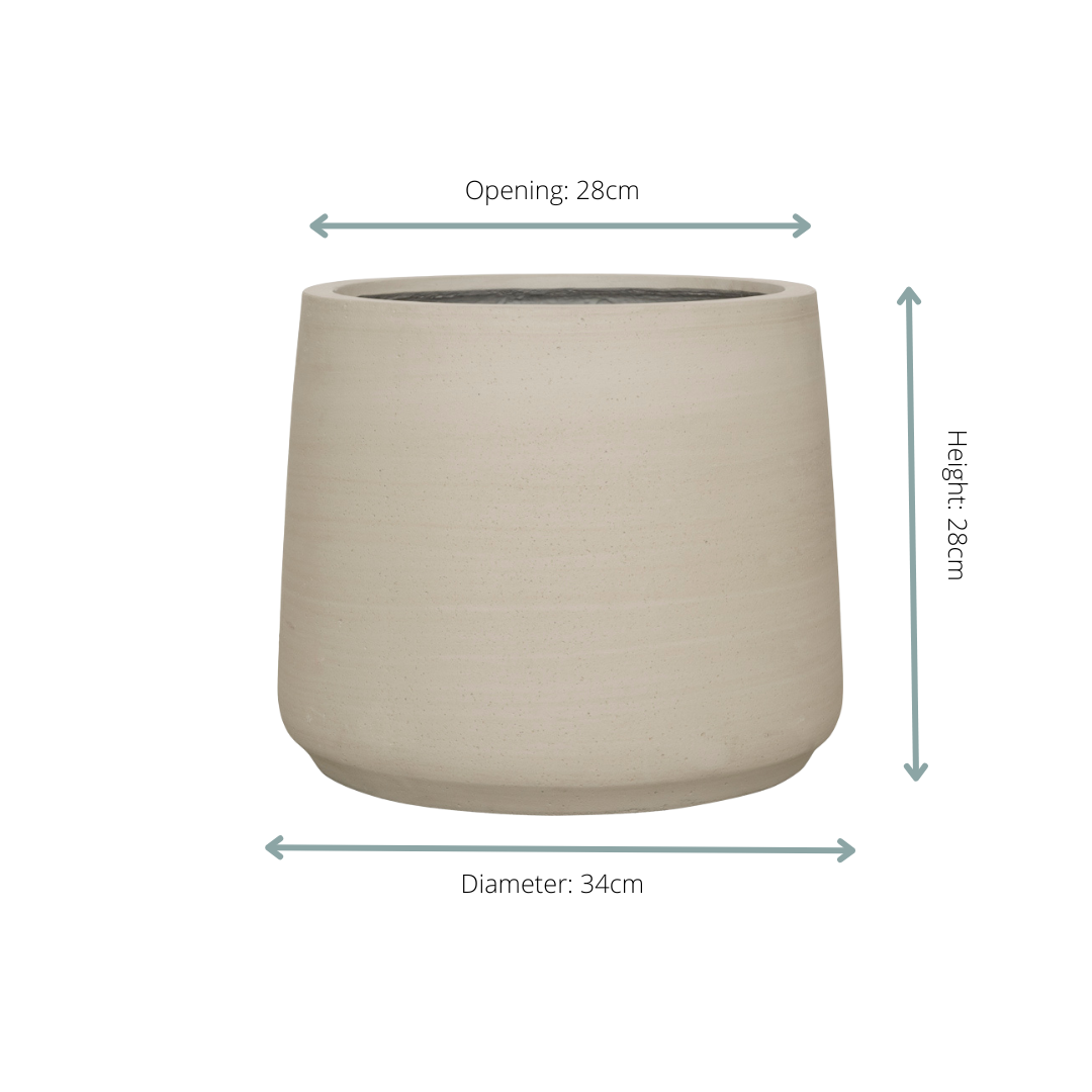 Pflanzgefäß Jumbo Patt Beige Washed – D34xH28cm – Moderner Blumentopf in Beton-Optik – Stilvoller Pflanzkübel für Innen & Außen – Dekorativer Topf für Zimmerpflanzen, Palmen & Ziergräser